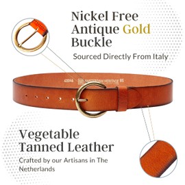 Amsterdam Heritage Leather Belts For Women - Brown Belt Women, Womens Belts For Jeans And Fashion Belts For Women