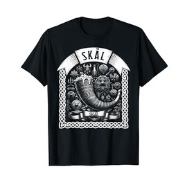 Viking Skal Scandinavian Toast Drinking Horn Nordic Symbols T-Shirt
