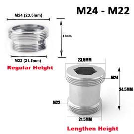 Brass Faucet Adapter, 22mm Male Thread to 24mm Male Thread Tap Joint Connector Faucet Water Purifier Aerator Adapter (Height 24.5mm)