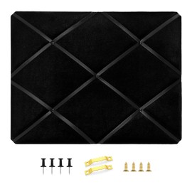 Aitakatta Black Fabric Memo Bulletin Board, 23.6x17.7 inches Velvet Pin Board for Wall, Vision Board Message Board Cork Board with Criss-Cross Ribbons for Home Office School Wall Decor(BK Velvet,4560)