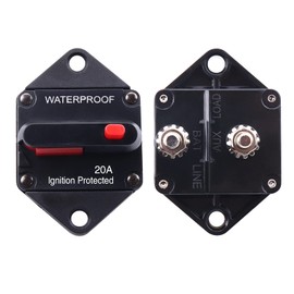 RKURCK 20 Amp Circuit Breaker,12V-48V DC Waterproof with Manual Reset for Auto Truck RV Marine,Panel Mount (20A)