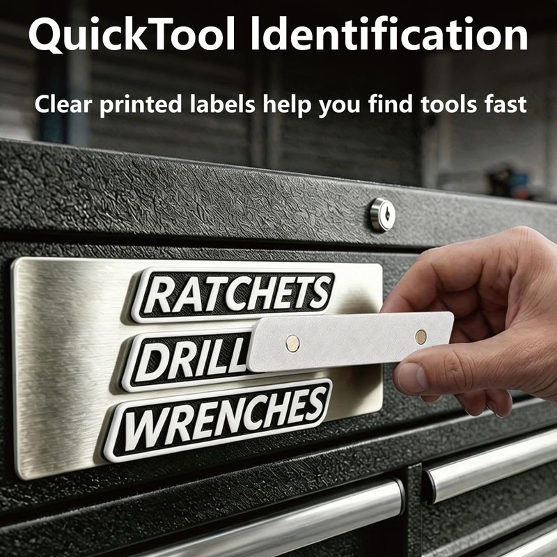 Magnetic Tool Box Labels 12 Pack, Reusable Magnetic Toolbox Labels
