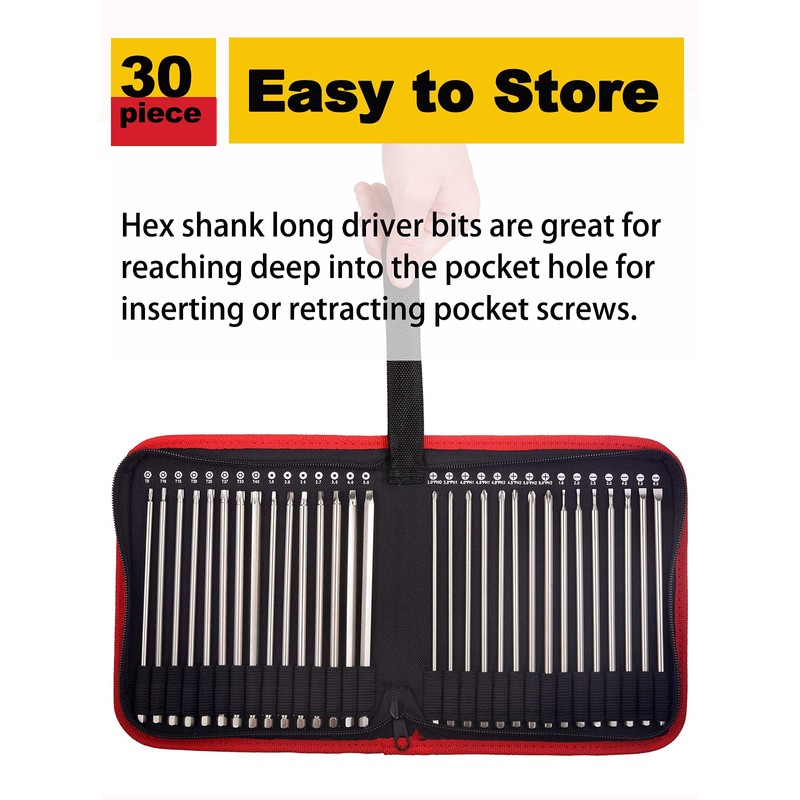 Rocaris 30 Pack 1/4 Inch Hex Shank Long Magnetic Screwdriver