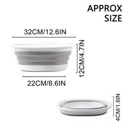 Collapsible Washing Up Bowl Round 5L Folding Wash Basin Multipurpose Portable Camping Hand Wash Basin 32cm Grey Foldable Washing Bowl Home Kitchen Space Saving Storage Container