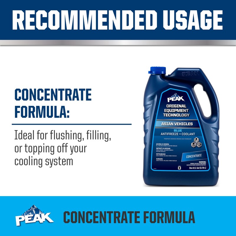PEAK OET Extended Life Blue Concentrate Antifreeze/Coolant for Asian Vehicles,