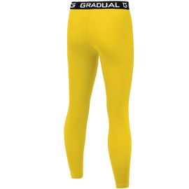 G Gradual Boys Compression Leggings Quick Dry Youth Basketball Football Pants Base Layer Sports Tights for Boys(Yellow,XL)