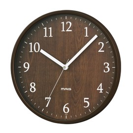 MAG W-742 BR-Z Noah Precision Small Wall Clock Analog Stylish Cute Interior Silent Continuous Second Hand Diameter 9.8 inches (25.0 cm), Wood Grain Brown