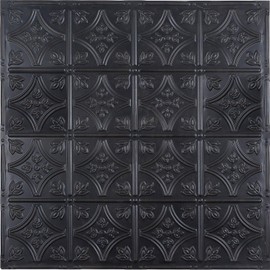 Holydecot Tin Wall Tiles 24x24 Nail-Up, Stair Risers, Metal Ceiling Tiles, 5 Pack (Black)
