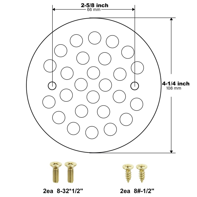 4-1/4“ Shower Strainer Drain Trim Set, Screw-in Shower Strainer Drain