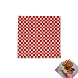 100 Sheets Red and White Checkered Dry Waxed Deli Paper Sheets, Grease Resistant Checkered,Checkered Paper,Deli Liner,Checkered Paper Liners,Checkered Basket Liners/Deli Paper (11.5''x11.5'')