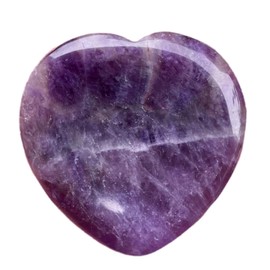Fekuar Natural Amethyst Thumb Worry Stone, Hand Carved Healing Crystal Heart Shaped Stone for Anxiety Stress Relief Meditation