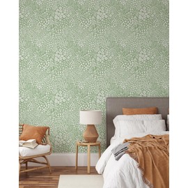 Coloritto Green Branches Floral Wallpaper | Removable Self Adhesive Botanical Wallpaper | Herbs Peel and Stick Wallpaper (1 roll 24" W x 108" H)