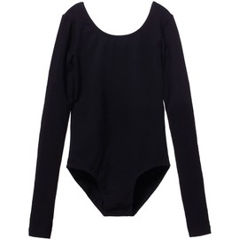 MdnMd Toddler Girls Basic Long Sleeve Dance Ballet Leotard Outfit Bodysuit Gymnastic (Black, Age 2-4 / 2t,3t)