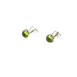 Round Green PERIDOT Sterling Silver 925 Stud Earrings - 5 mm