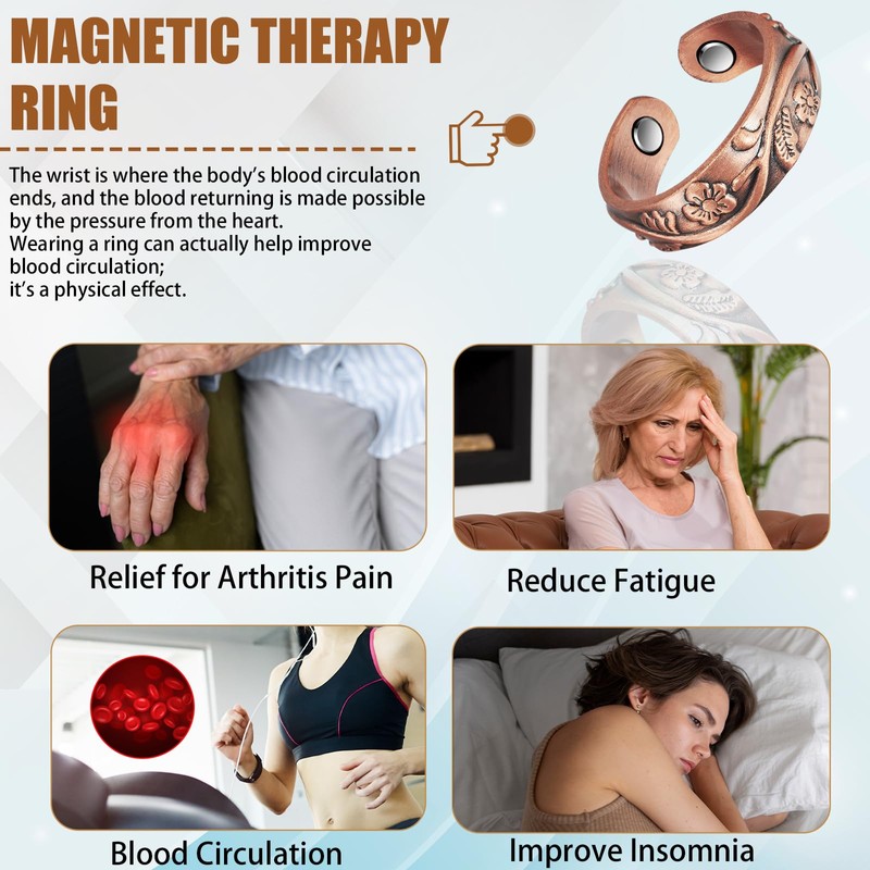 MagVIVACE Pure Copper Ring for Women, Magnetic Lymphatic Drainage Ring