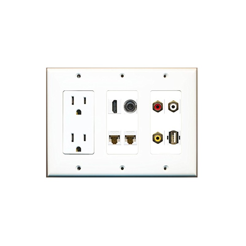 RiteAV - (3 Gang 15A Power Outlet HDMI 2 Cat6