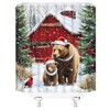 Winter Christmas Bear Shower Curtain, Rustic Cabin Wildlife, 70 x