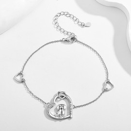 DAYLINLOVE Dachshund Bracelet 925 Sterling Silver / Rose Gold-Plated Dachshund Dog Bracelets Heart Animal Jewellery Gifts for Women Dachshund Lovers, Sterling Silver, No Gemstone