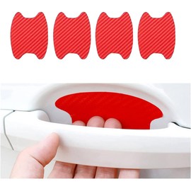 CGEAMDY 4PCS Car Door Handle Protector Sticker, Universal Carbon Fiber Anti-Scratches Auto Door Handle Protective Film, Car Door Side Paint Cover Guard Stickers Fit for Most Car Handles (Red)