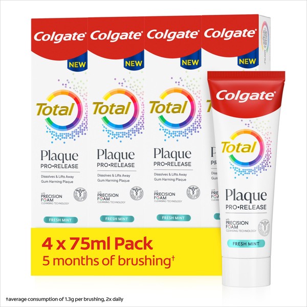 Colgate Plaque Pro-Release Fresh Mint Toothpaste 75ml x4, Dental Plaque