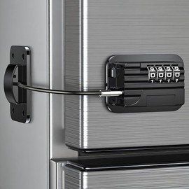 New Refrigerator Locks with Combination - Child Proof Fridge Locks for Kids and Aldult with 4 Code, Cabinets Safety Door Lock for Freezer and Drawers, Windows - No Tools Need or Drill (Patent)