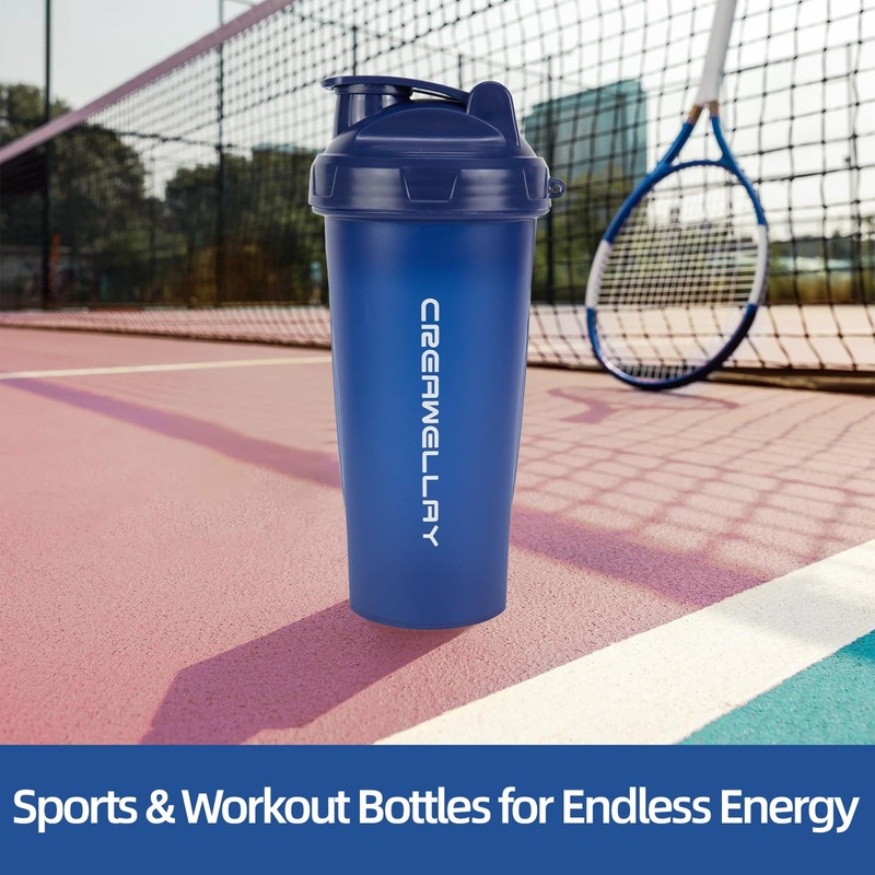 28oz & 17oz Protein Shaker Bottles with Blending Ball-Blue