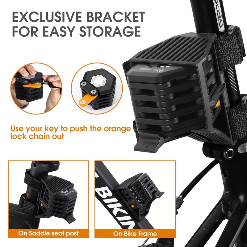 ICOCOPRO Folding Lock, 85 cm Bicycle Lock with Key &