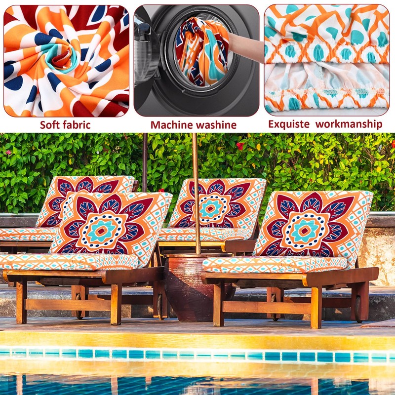 Hahafelt 8 Pcs Stretch Patio Cushion Covers Outdoor Sofa Cushion