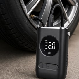 Portable Tire Inflator for Cars & Bikes – 150 PSI Cordless Air Pump with Digital Display & LED Light for Roadside Use