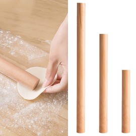 Pack of 3 Wooden Rolling Pin, Beech Wood Rolling Pin, for Pizza, Pasta, Bread (Brown)