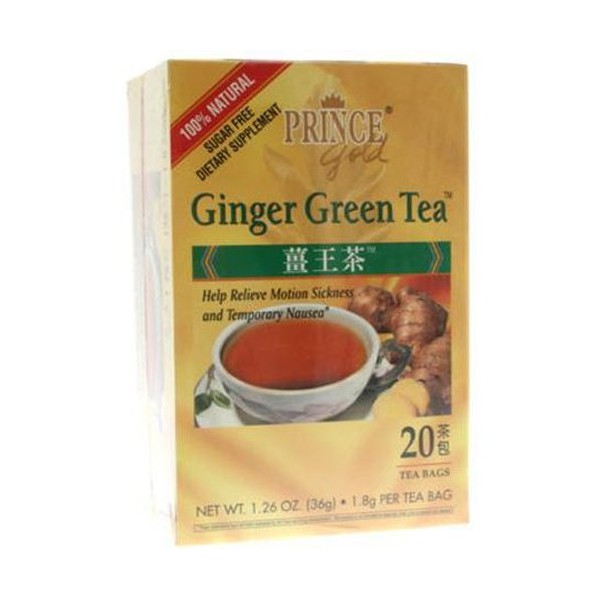 Prince Gold Tea, Ginger Green, 16 Tea Bags