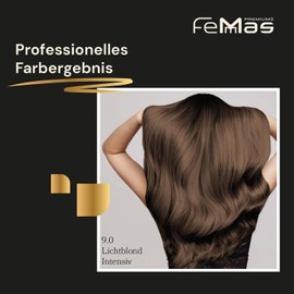 Femmas Hair Colour Set Light Blonde Ultra Intensive 9.00 I Hair Colour Cream 100 ml + Oxycream 100 ml 6% I Permanent Hair Colouration + Developer I Gentle & Long Lasting I Salon Hair Colour for Home