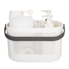 UUJOLY Plastic Storage Baskets with Handles, Shower Caddy Shelf Organizers Basket for Bathroom, Kitchen, Dorm Room, Grey