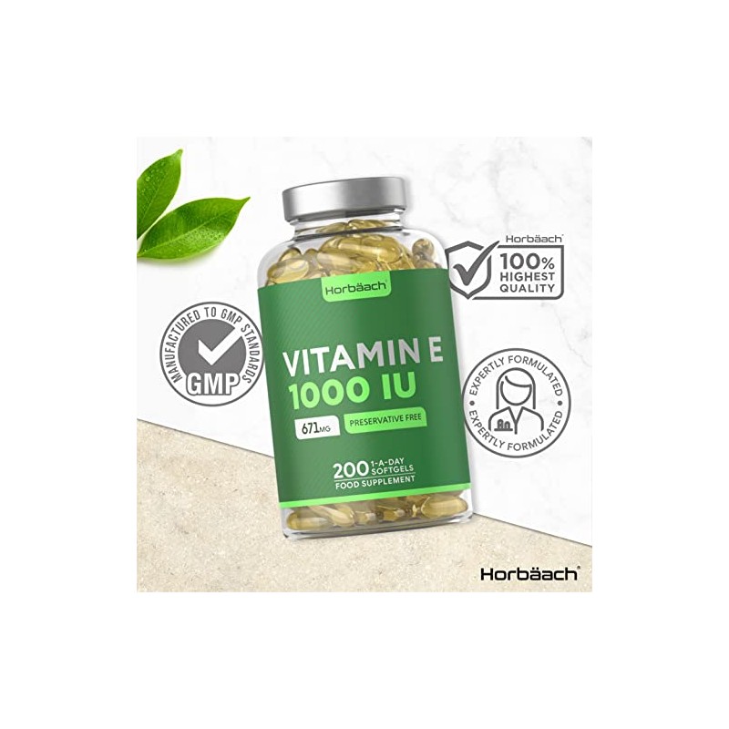 Vitamin E Oil Capsules | 1000iu Strength | 200 Softgels