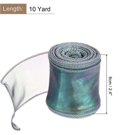 TOP-VIGOR 6cm Wide Sparkly Sheer Wired Organza Ribbon, 10 Yard Pastel Shimmer Polyester Iridescent Chiffon Ribbons for Gift Wrapping Bouquet Wedding Bows Wreaths Decoration, Green