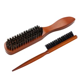 Boar Bristle Brush, Pack of 2 Hair Brush, Boar Bristles for Men and Women, Sleek Bun Brush, Pig Bristle Hair Brush for Thin, Fine, Wet, Dry Hair, Smoothing, Massaging
