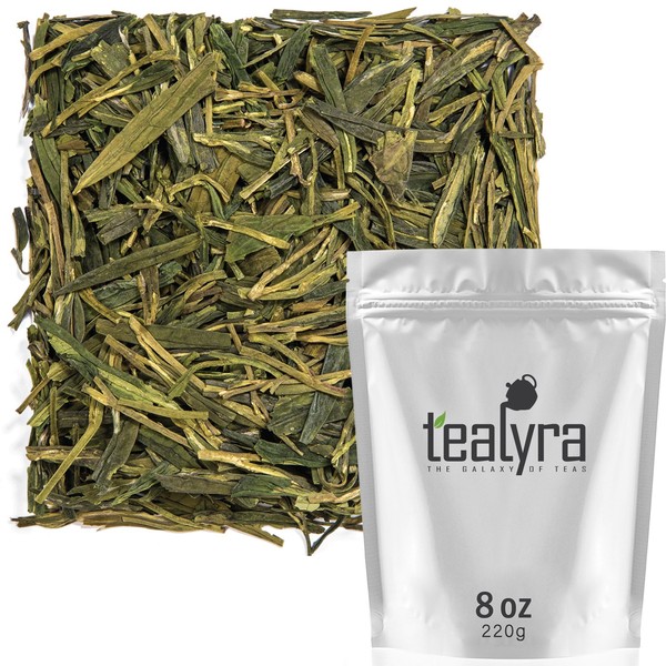 Tealyra - Premium Dragon Well - Long Jing - Green Tea - Loose Leaf Tea - First Grade - Organically Grown - 8-Ounce