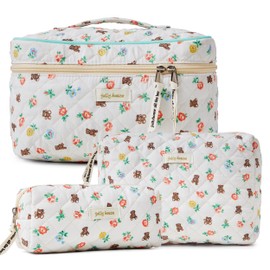 HBselect - Bolsa de maquillaje acolchada de algodón, 3 piezas, 3PCS-Bear, Bolsa de maquillaje estética Coquette