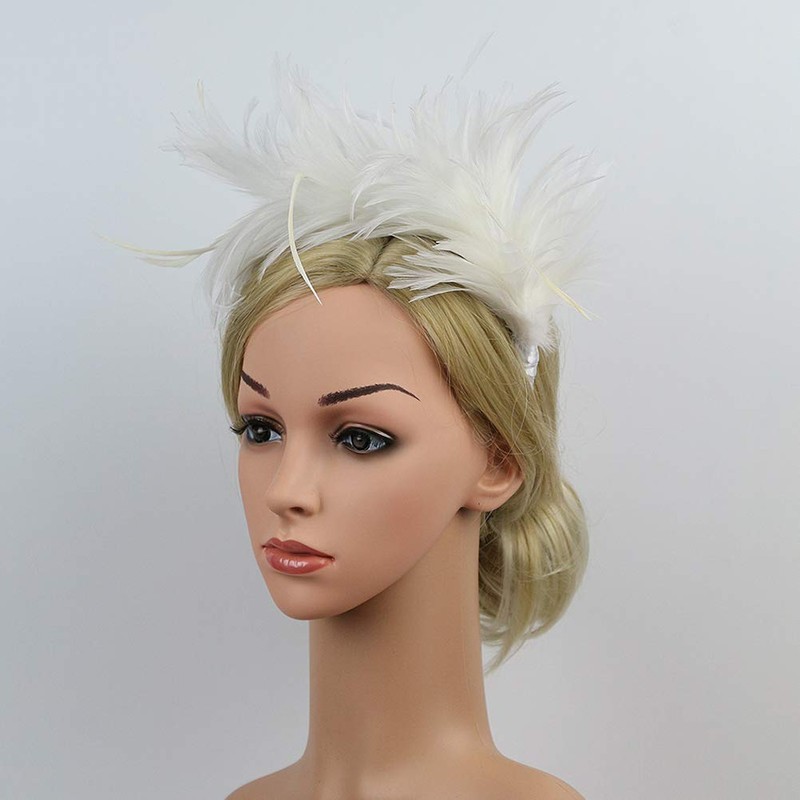 Lurrose 20s Headband Feather Headband Wedding Headpiece Vintage Party Gatsby
