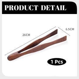 Wooden Food Tongs, Brown, 26.5 cm x 6.5 cm, 1 Pair