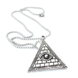 Pyramid Eye Necklace for Men, Masonic All Seeing Eye Pendant Necklace with 25.6” Chain, Eye Of Providence Triangle Pyramid Necklace, Freemason Necklace