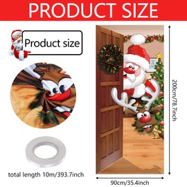 Weihnachten Tür Abdeckung Dekoration, 200 x 90 cm Weihnachtsdeko Tür, Weihnachtsdeko, Weihnachten Tür Hängen Banner Hintergrund, Weihnachtsbanner für Indoor Outdoor Weihnachtsfeier Deko, Neujahr Deko