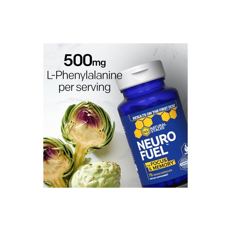 Natural Stacks Neurofuel Suplemento Nootrópico Apoyo Cerebral Extracto Hoja Alcachofa