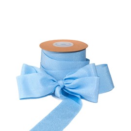 Sinbeon Gift Ribbon, Blue, 3.8 cm Wide, 23 m, Chiffon Ribbon, Fabric, Satin Ribbon, Decoration for Wedding, Gift Wrapping, Bouquet, Party, Home