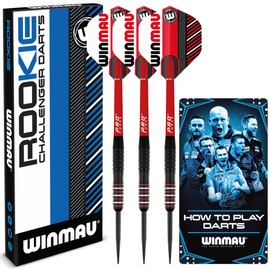 WINMAU Rookie Red Brass Darts Set with Flights, Shafts (Stems) and Exclusive Darts Booklet