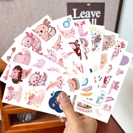 Dinosaur Party Favors, 80 pcs Dinosaur Tattoos Temporary for Kids Boys, Cute Fake Tattoos Stickers for Birthday Party Supplies Favors (Axolotl)