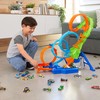Hot Wheels Track Set with 4 Loops, 3-Way Crash Zone