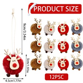 Set of 12 Reindeer Christmas Tree Pendant Set, Christmas Tree Decoration, Wooden Christmas Decoration, for Christmas Tree, Christmas Decoration, Party Decoration