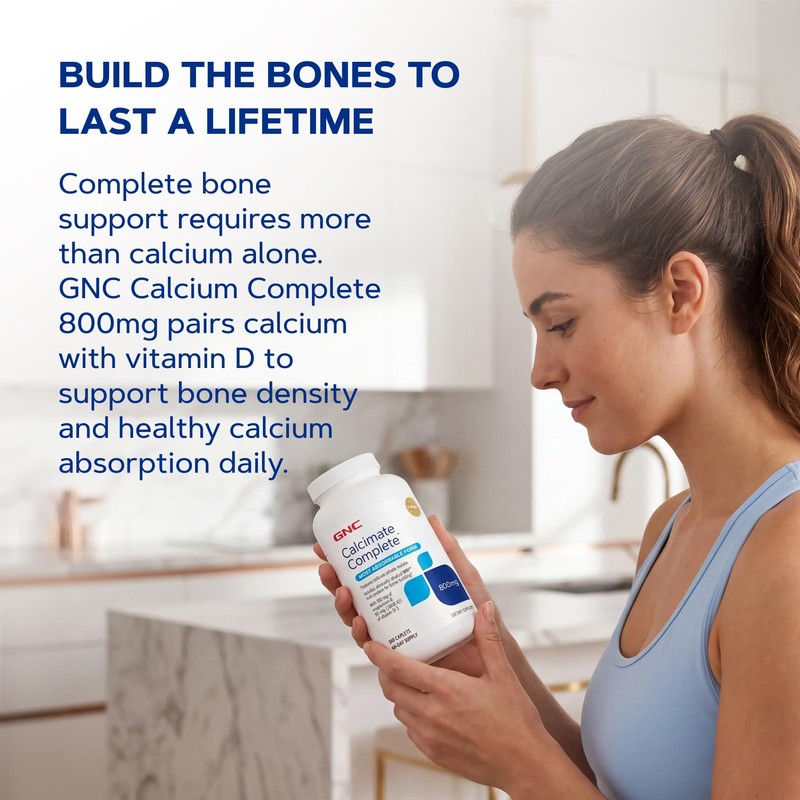 GNC Calcium Complete 800mg, Supports Bone Density, 240 Caplets, 60