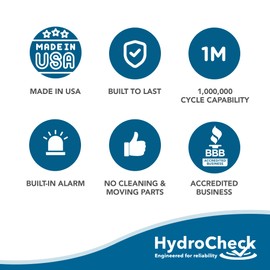 HydroCheck HC7000v2 Electronic Utility Sump Pump Float Switch: Automatic Turn On/Off, Hi-Lo Dual Sensors and Built-in Alarms | Versatile and Adjustable with 12ft Sensor Cables, Made in the USA
